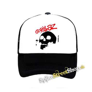 GORILLAZ - Skull - čiernobiela sieťkovaná šiltovka model "Trucker"