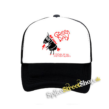 GREEN DAY - Red Father Of All Motherfuckers - čiernobiela sieťkovaná šiltovka model "Trucker"
