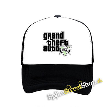 GTA - GRAND THEFT AUTO - V - - čiernobiela sieťkovaná šiltovka model "Trucker"