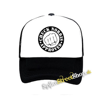 CHUCK NORRIS - Chuck Norris Approved - čiernobiela sieťkovaná šiltovka model "Trucker"