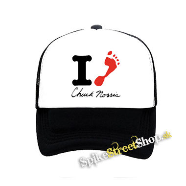 CHUCK NORRIS - I Love Chuck Norris - čiernobiela sieťkovaná šiltovka model "Trucker"