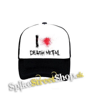 I LOVE DEATH METAL - čiernobiela sieťkovaná šiltovka model "Trucker"