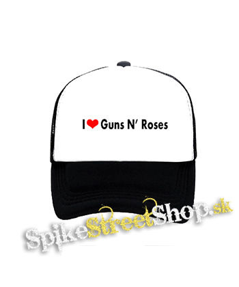 I LOVE GUNS N ROSES - čiernobiela sieťkovaná šiltovka model "Trucker"