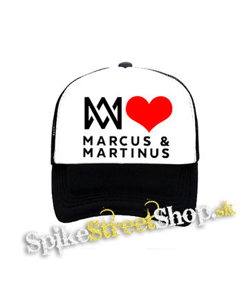 I LOVE MARCUS & MARTINUS - Motive 1 - čiernobiela sieťkovaná šiltovka model "Trucker"