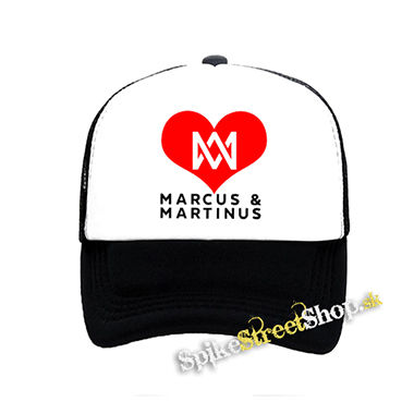 I LOVE MARCUS & MARTINUS - Motive 2 - čiernobiela sieťkovaná šiltovka model "Trucker"