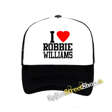 I LOVE ROBBIE WILLIAMS - čiernobiela sieťkovaná šiltovka model "Trucker"