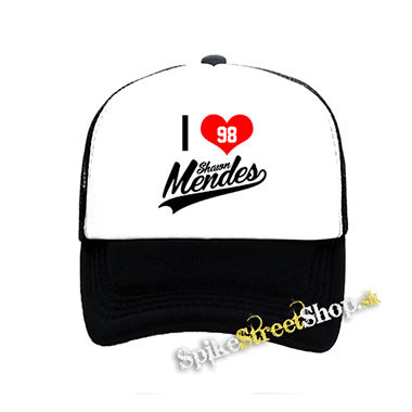 I LOVE SHAWN MENDES - čiernobiela sieťkovaná šiltovka model "Trucker"