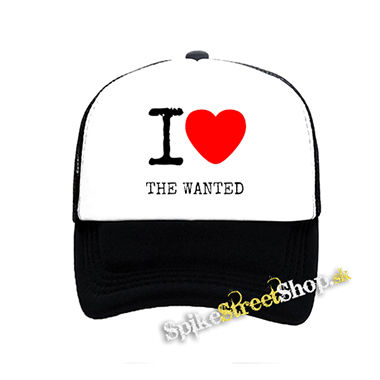 I LOVE THE WANTED - čiernobiela sieťkovaná šiltovka model "Trucker"