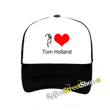 I LOVE TOM HOLLAND - čiernobiela sieťkovaná šiltovka model "Trucker"