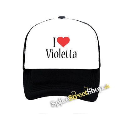 I LOVE VIOLETTA - čiernobiela sieťkovaná šiltovka model "Trucker"