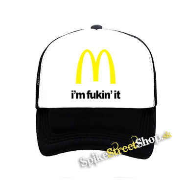I'M FUCKIN' IT - čiernobiela sieťkovaná šiltovka model "Trucker"