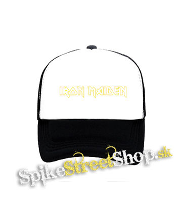 IRON MAIDEN - Logo Yellow - čiernobiela sieťkovaná šiltovka model "Trucker"