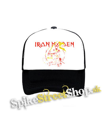 IRON MAIDEN - Red Yellow Senjutsu Samurai - čiernobiela sieťkovaná šiltovka model "Trucker"