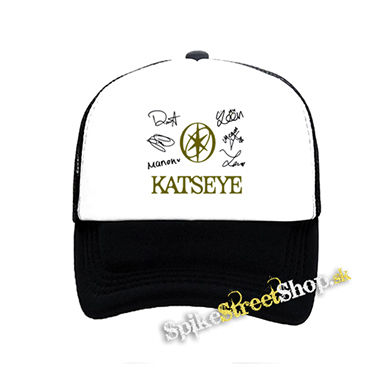 KATSEYE - Logo Signature - čiernobiela sieťkovaná šiltovka model "Trucker"