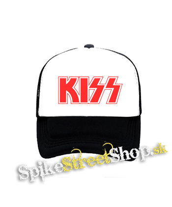 KISS - Red Logo - čiernobiela sieťkovaná šiltovka model "Trucker"