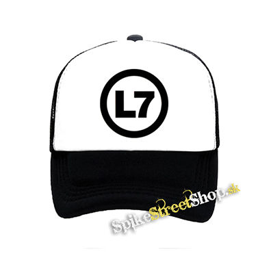 L7 - Logo Band - čiernobiela sieťkovaná šiltovka model "Trucker"