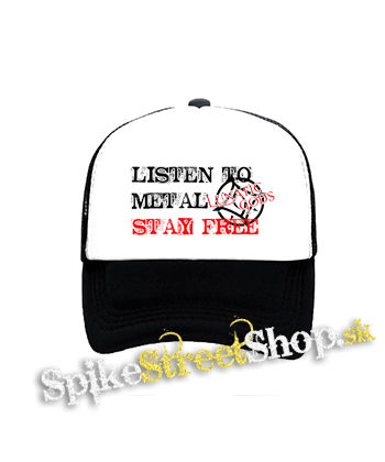 LUNATIC GODS - Listen To Metal Stay Free Motive 2 - čiernobiela sieťkovaná šiltovka model "Trucker"