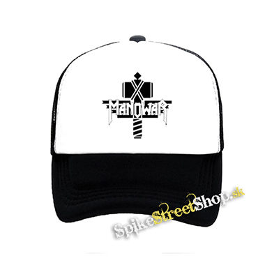 MANOWAR - Hammer Logo - čiernobiela sieťkovaná šiltovka model "Trucker"