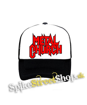 METAL CHURCH - Logo Red White - čiernobiela sieťkovaná šiltovka model "Trucker"