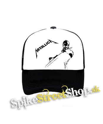 METALLICA - James - čiernobiela sieťkovaná šiltovka model "Trucker"