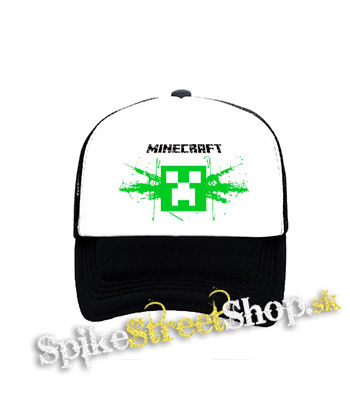 MINECRAFT - Gun - čiernobiela sieťkovaná šiltovka model "Trucker"