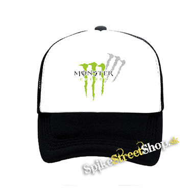 MONSTER ENERGY - Logo Honey Bee - čiernobiela sieťkovaná šiltovka model "Trucker"