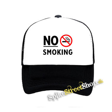 NO SMOKING - Slogan - čiernobiela sieťkovaná šiltovka model "Trucker"