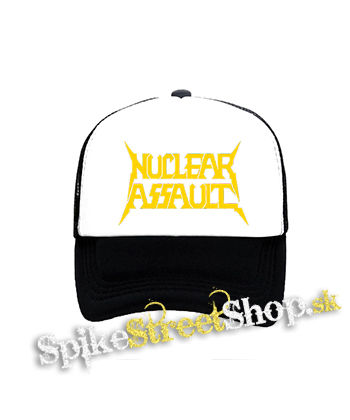 NUCLEAR ASSAULT - Logo Yellow - čiernobiela sieťkovaná šiltovka model "Trucker"