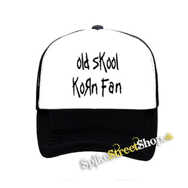OLD SKOOL KORN FAN - čiernobiela sieťkovaná šiltovka model "Trucker"