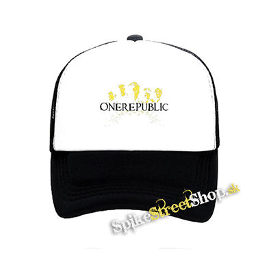 ONE REPUBLIC - Logo And Band povodne - čiernobiela sieťkovaná šiltovka model "Trucker"