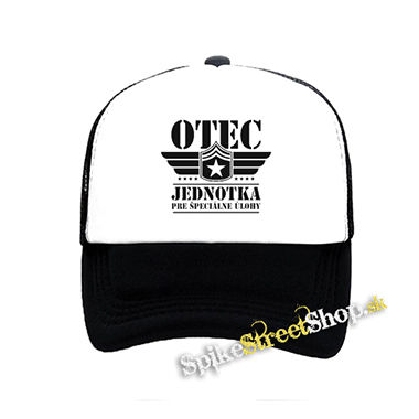 OTEC - Jednotka pre špeciálne úlohy - čiernobiela sieťkovaná šiltovka model "Trucker"