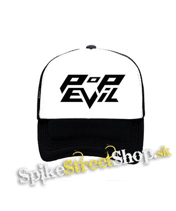 POP EVIL - Logo - čiernobiela sieťkovaná šiltovka model "Trucker"