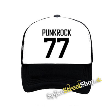 PUNKROCK 77 - Logo Motive 2 - čiernobiela sieťkovaná šiltovka model "Trucker"