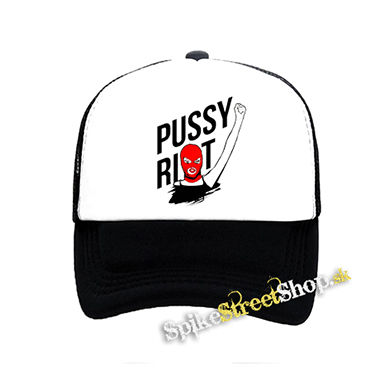 PUSSY RIOT - čiernobiela sieťkovaná šiltovka model "Trucker"
