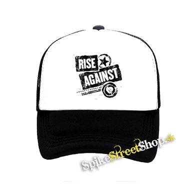 RISE AGAINST - Patched Up - čiernobiela sieťkovaná šiltovka model "Trucker"