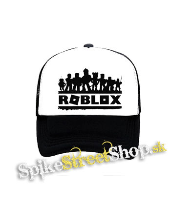 ROBLOX - Logo Skins - čiernobiela sieťkovaná šiltovka model "Trucker"
