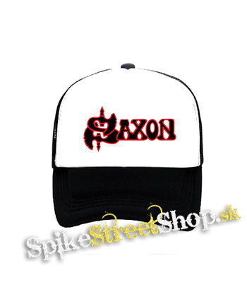 SAXON - Logo - čiernobiela sieťkovaná šiltovka model "Trucker"