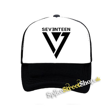 SEVENTEEN - Logo - čiernobiela sieťkovaná šiltovka model "Trucker"