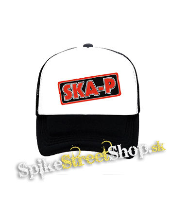 SKA-P - Red Logo - čiernobiela sieťkovaná šiltovka model "Trucker"