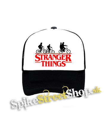 STRANGER THINGS - Bicycle Gang - čiernobiela sieťkovaná šiltovka model "Trucker"