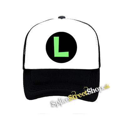 SUPER MARIO - Green Luigi Logo - čiernobiela sieťkovaná šiltovka model "Trucker"