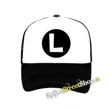SUPER MARIO - Luigi Logo - čiernobiela sieťkovaná šiltovka model "Trucker"