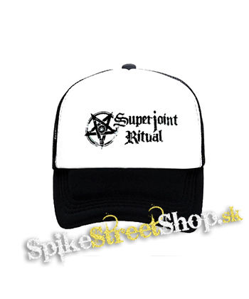 SUPERJOINT RITUAL - Logo - čiernobiela sieťkovaná šiltovka model "Trucker"