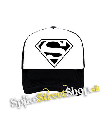 SUPERMAN - Logo - čiernobiela sieťkovaná šiltovka model "Trucker"