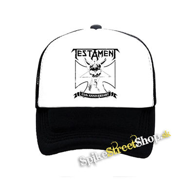 TESTAMENT - 25th Anniversary - čiernobiela sieťkovaná šiltovka model "Trucker"