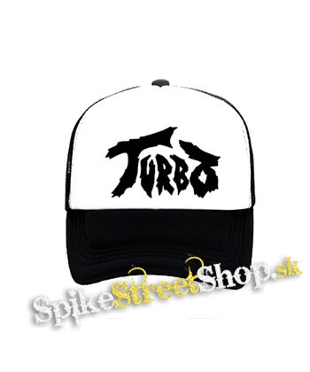 TURBO - Logo White - čiernobiela sieťkovaná šiltovka model "Trucker"