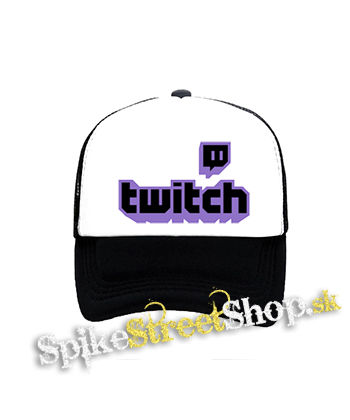 TWITCH - Purple Logo Sign - čiernobiela sieťkovaná šiltovka model "Trucker"