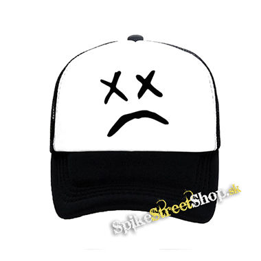 UNHAPPY - čiernobiela sieťkovaná šiltovka model "Trucker"