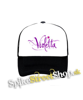 VIOLETTA - Logo - čiernobiela sieťkovaná šiltovka model "Trucker"