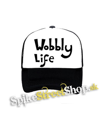 WOBBLY LIFE - Logo White - čiernobiela sieťkovaná šiltovka model "Trucker"